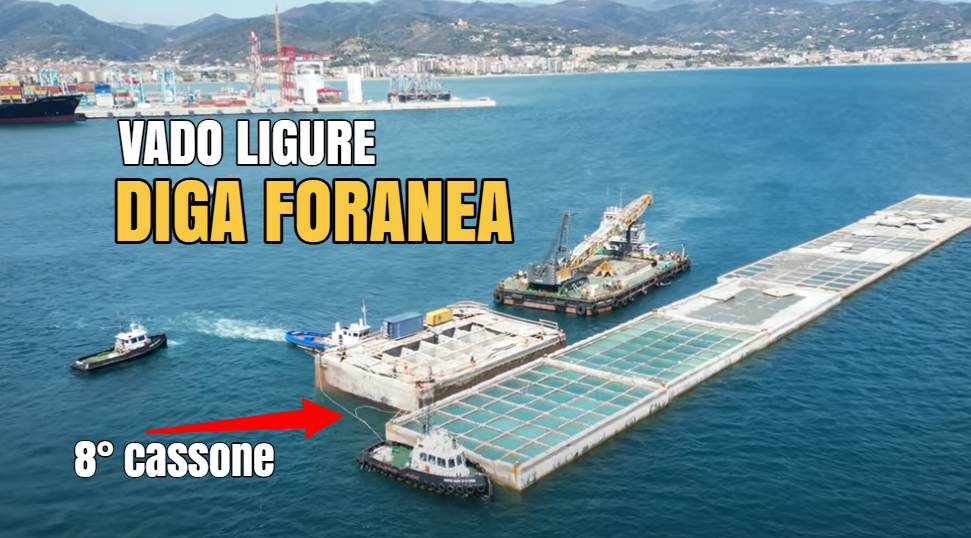 Diga Bacino Vado Ligure: posizionato l'ottavo cassone (per la diga foranea ...