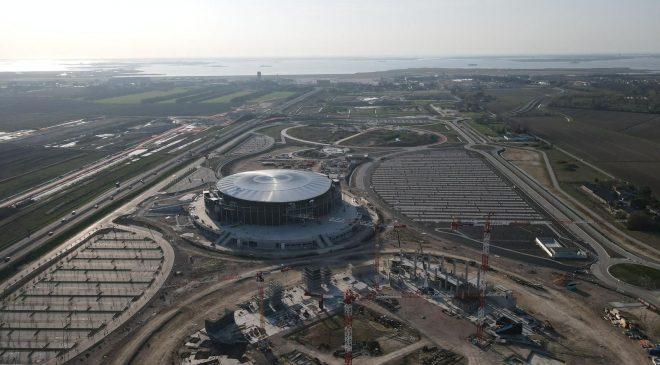 Opere di accesso al Bosco dello Sport di Tessera in fase di realizzazione
